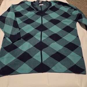 Men's Argyle Sweater - Blue and Teal